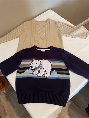 Boys 2T Navy Polar Bear Sweater & Tan Classic Sweater